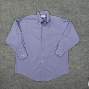 Brooks Brothers Dress Shirt Mens 17 32/33 Purple Check Non Iron Button Down